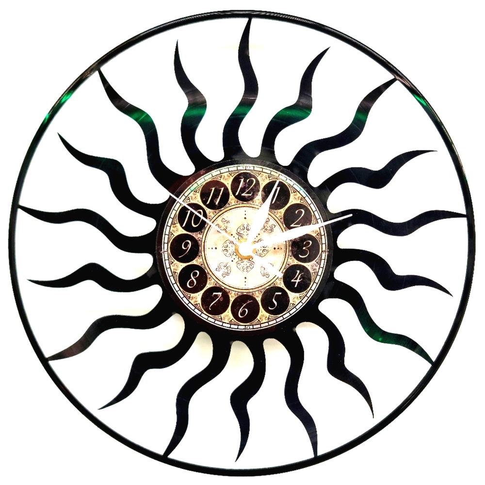 SUNBURST vinyl record clock | modern wall art decor gift for office or home